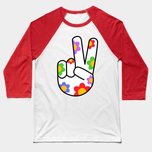 Floral Peace Sign Baseball T-Shirt